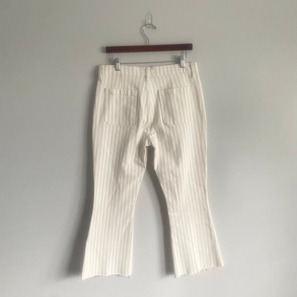FRAME DENIM LE BARDOT STRIPE CROP FLARE JEANS COURTYARD NAUTICAL SIZE 31 NWOT - Picture 6 of 10